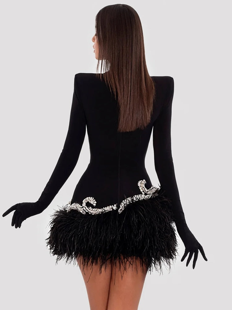 Heather Velvet Mini Feather Dress