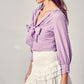 Front Tie Long Sleeve Top