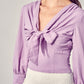 Front Tie Long Sleeve Top
