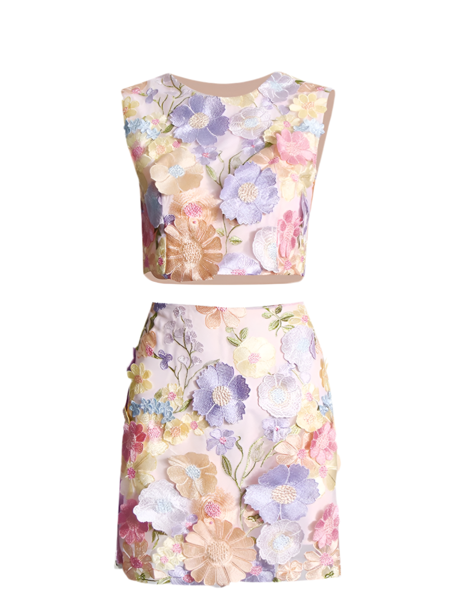 Spring Time in Bloom Two Piece Skirt Set