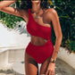 Bali Sexy Rib One Shoulder Cut Out Swimsuit