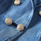 Double Breasted Denim Blazer Jacket Outer Coat