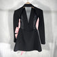 Blazer with Pink Satin Bow Sash