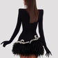 Heather Velvet Mini Feather Dress