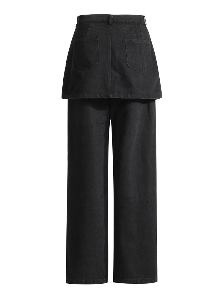 Skirt and Jean Combo Pants