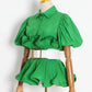 Vionette Lapel Puff Sleeve Shirt