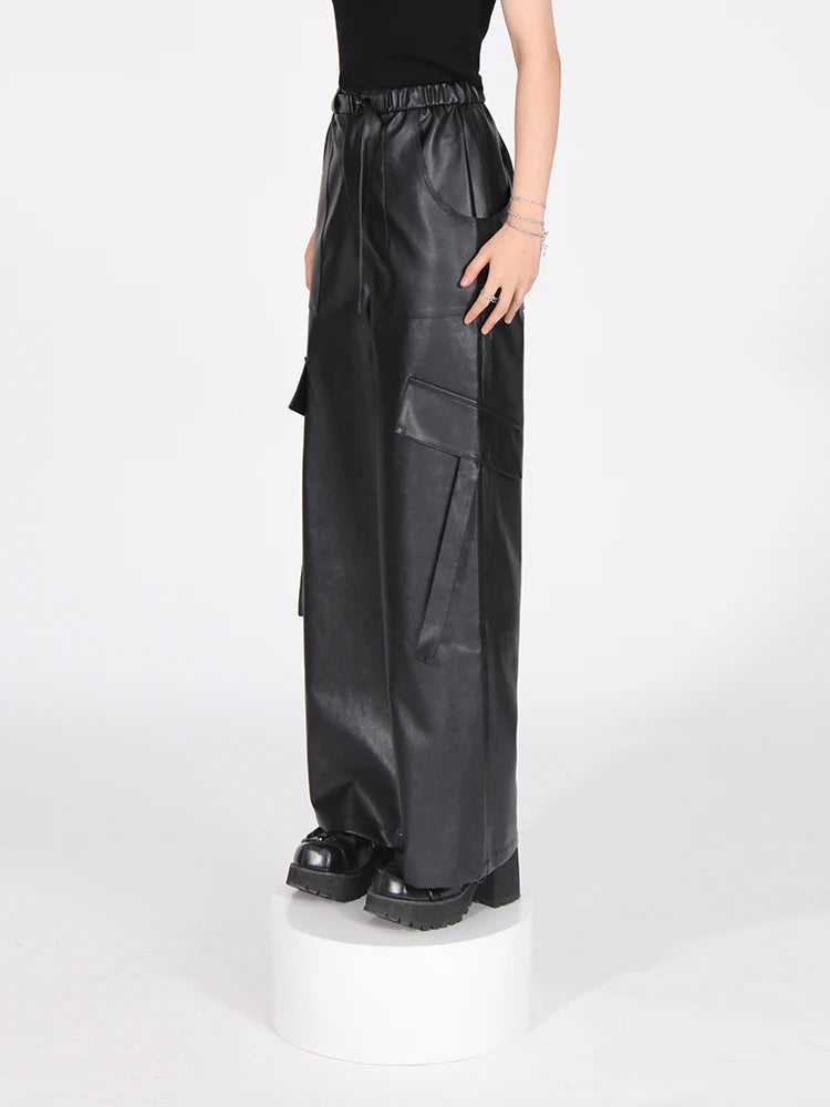 Faux Leather Loose Fit Pants