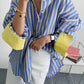 Mardi  Lapel Long Sleeve Blouse Female