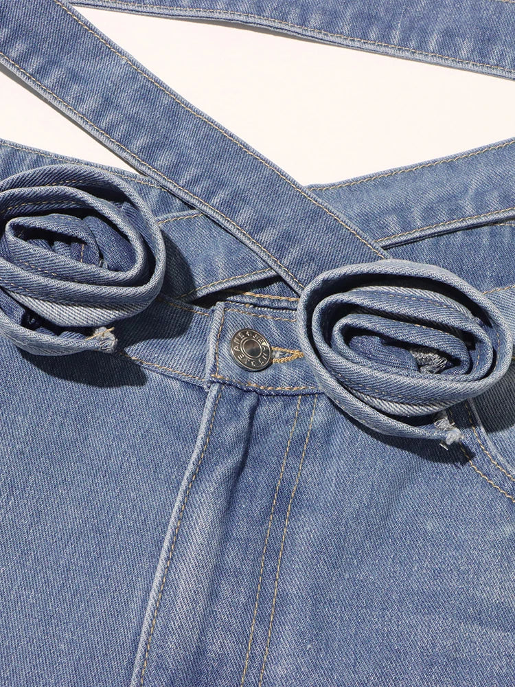 Peek-A-Bling Spliced Flower Denim