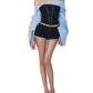 Two Piece Off the Shoulder Striped and Short Set