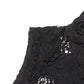 Solid Hollow Out Two Piece Set For Women Stand Collar Sleeveless Tops High Waist Wide Leg Pant Elegant Sets Female