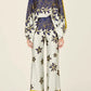 Bold Print Two Piece Sets For Women off the shoulder Lantern Sleeve Tops High Waist Pant Loose Set Female Fashion