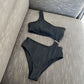 Bali Sexy Rib One Shoulder Cut Out Swimsuit