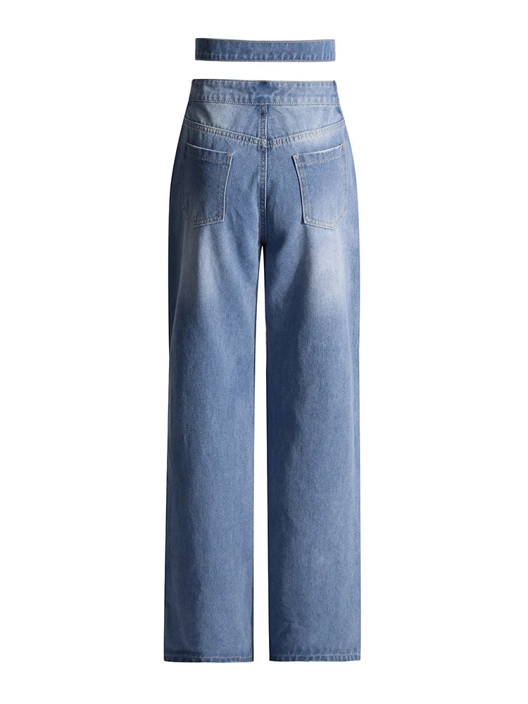Peek-A-Bling Spliced Flower Denim