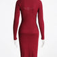 Zoe Solid  High Collar Midi Dress
