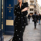 Color Block and Dots Two Piece Blazer and Skirt Set