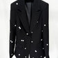Color Block and Dots Two Piece Blazer and Skirt Set