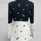 Color Block and Dots Two Piece Blazer and Skirt Set