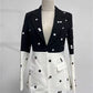 Color Block and Dots Two Piece Blazer and Skirt Set