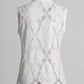 Solid Hollow Out Two Piece Set For Women Stand Collar Sleeveless Tops High Waist Wide Leg Pant Elegant Sets Female