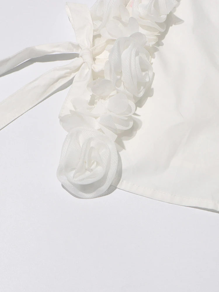 Rose Lined Lapel Sleeveless Blouse