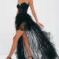 Two Piece Set Women Strapless Sleeveless Ruffle Skirt Set Female