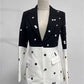 Color Block and Dots Two Piece Blazer and Skirt Set