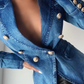 Double Breasted Denim Blazer Jacket Outer Coat