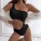 Bali Sexy Rib One Shoulder Cut Out Swimsuit