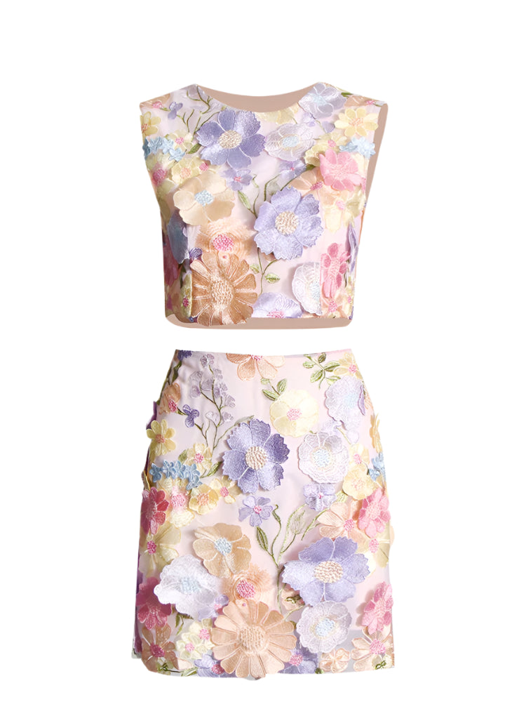 Spring Time in Bloom Two Piece Skirt Set