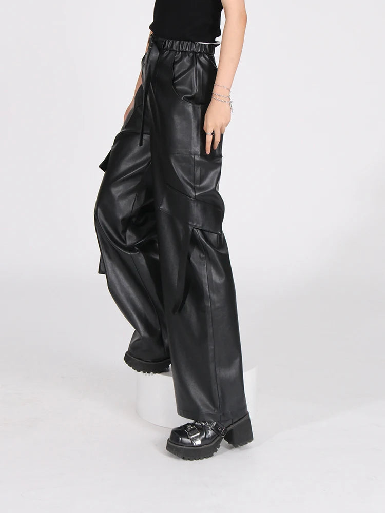 Faux Leather Loose Fit Pants