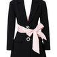 Blazer with Pink Satin Bow Sash