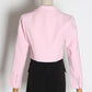 Pink and Black Color Block Casual Blazer