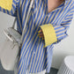 Mardi  Lapel Long Sleeve Blouse Female