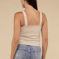 Ribbed Bra Padded V-Neck Tank Top